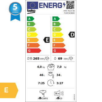 BEKO HTE 7616 X0 mašina za pranje i sušenje veša